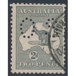 AUSTRALIA - 1915 2d grey Kangaroo, die I, 3rd watermark, perf. OS, used – ACSC # 7Bba