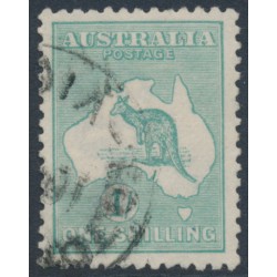 AUSTRALIA - 1920 1/- blue-green Kangaroo, die IIB, 3rd watermark, used – ACSC # 33A