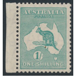 AUSTRALIA - 1929 1/- emerald Kangaroo, SM watermark, MNH – ACSC # 34C