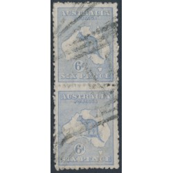 AUSTRALIA - 1921 6d blue Kangaroo, 3rd watermark, 'flaw over Arnhem Land', used – ACSC # 20C(U)e