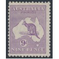 AUSTRALIA - 1929 9d violet Kangaroo, SM watermark, MH – ACSC # 28A