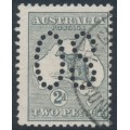 AUSTRALIA - 1913 2d grey Kangaroo, 1st watermark, perf. large OS, used – ACSC # 5Abb