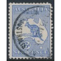 AUSTRALIA - 1915 6d deep ultramarine Kangaroo, 2nd watermark, used – ACSC # 18B