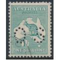 AUSTRALIA - 1920 1/- green Kangaroo, die IIB, 3rd watermark, perf. OS, CTO – ACSC # 33Awa