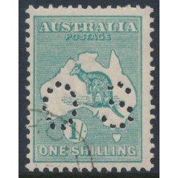 AUSTRALIA - 1920 1/- blue-green Kangaroo, die IIB, 3rd watermark, perf. OS, CTO – ACSC # 33Awa