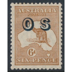 AUSTRALIA - 1932 6d chestnut Kangaroo, SM watermark, o/p OS, MH – ACSC # 22A(OS)