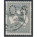 AUSTRALIA - 1913 2d deep grey Kangaroo, 1st watermark, perf. small OS, used – ACSC # 5Bbc