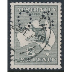 AUSTRALIA - 1913 2d deep grey Kangaroo, 1st watermark, perf. small OS, used – ACSC # 5Bbc