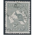 AUSTRALIA - 1913 2d grey Kangaroo, inverted 1st watermark, used – ACSC # 5Aa