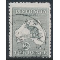 AUSTRALIA - 1913 2d grey Kangaroo, inverted 1st watermark, used – ACSC # 5Aa