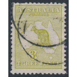 AUSTRALIA - 1913 3d pale olive-green Kangaroo, die II, 1st watermark, used – ACSC # 12F