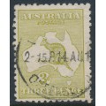 AUSTRALIA - 1913 3d olive Kangaroo, die I, inverted 1st watermark, used – ACSC # 12Aa