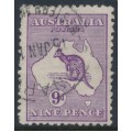 AUSTRALIA - 1913 9d deep violet Kangaroo, 1st watermark, used – ACSC # 24C