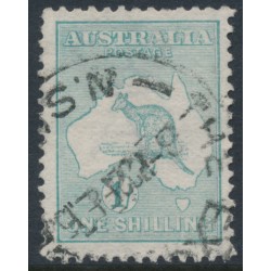 AUSTRALIA - 1913 1/- blue-green Kangaroo, 1st watermark, used – ACSC # 30C
