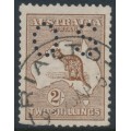 AUSTRALIA - 1913 2/- brown Kangaroo, 1st watermark, perf. small OS, used – ACSC # 35Abb