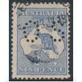 AUSTRALIA - 1915 6d ultramarine Kangaroo, 2nd watermark, perf. OS, used – ACSC # 18Aba