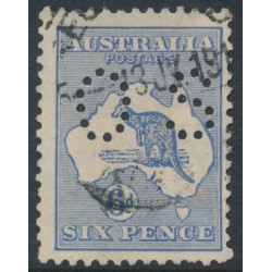 AUSTRALIA - 1915 6d ultramarine Kangaroo, 2nd watermark, perf. OS, used – ACSC # 18Aba