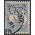 AUSTRALIA - 1915 6d ultramarine Kangaroo, 2nd watermark, perf. OS, used – ACSC # 18Aba