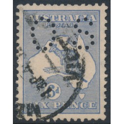 AUSTRALIA - 1915 6d ultramarine Kangaroo, 2nd watermark, perf. OS, used – ACSC # 18Aba