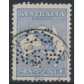 AUSTRALIA - 1915 6d ultramarine Kangaroo, 2nd watermark, perf. OS NSW, used – ACSC # 18Aba