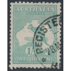 AUSTRALIA - 1920 1/- blue-green Kangaroo, die IIB, 3rd watermark, used – ACSC # 33A