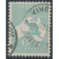 AUSTRALIA - 1929 1/- blue-green Kangaroo, SM watermark, used – ACSC # 34A