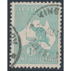 AUSTRALIA - 1929 1/- blue-green Kangaroo, SM watermark, used – ACSC # 34A
