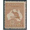 AUSTRALIA - 1923 6d chestnut Kangaroo, 3rd watermark, 'broken leg on 'Roo', MH – ACSC # 21A(3)d