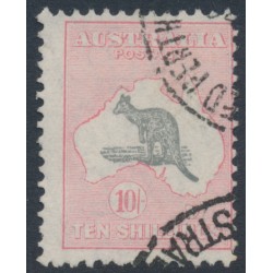 AUSTRALIA - 1932 10/- grey/pink Kangaroo, CofA watermark, 'broken NSW coast', used – ACSC # 50B(D)d