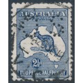 AUSTRALIA - 1913 2½d indigo Kangaroo, perf. small OS, 'thick WA coast', used – ACSC # 9A(2)d+bb