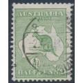 AUSTRALIA - 1913 ½d pale green Kangaroo, inverted 1st watermark, used – ACSC # 1Ca