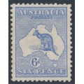 AUSTRALIA - 1913 6d ultramarine Kangaroo, 1st watermark, MH – ACSC # 17A
