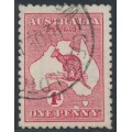 AUSTRALIA - 1913 1d red Kangaroo, ‘two Tasmanias’ [EL25], used – ACSC # 3A(E)da