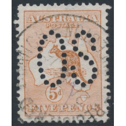 AUSTRALIA - 1913 5d chestnut Kangaroo, perf. large OS, used – ACSC # 16Aba