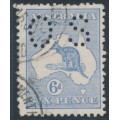AUSTRALIA - 1913 6d greyish blue Kangaroo, 1st watermark, perf. small OS, used – ACSC # 17Bbc