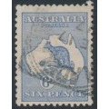 AUSTRALIA - 1915 6d ultramarine Kangaroo, die II, 3rd watermark inverted, used – ACSC # 19Aa