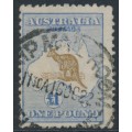 AUSTRALIA - 1916 £1 light brown/pale blue Kangaroo, 3rd watermark, used – ACSC # 52D