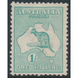 AUSTRALIA - 1913 1/- blue-green Kangaroo, 1st watermark, MH – ACSC # 30C