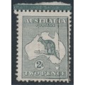 AUSTRALIA - 1913 2d grey Kangaroo, 1st watermark, 'flaw in Gulf' [1L6], used – ACSC # 5A(1)d