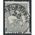 AUSTRALIA - 1913 2d grey Kangaroo, 1st watermark, 'spur NW corner' [1L27], used – ACSC # 5A(1)i