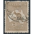 AUSTRALIA - 1916 2/- brown Kangaroo, 3rd watermark, used – ACSC # 37A
