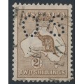 AUSTRALIA - 1916 2/- deep brown Kangaroo, 3rd watermark, perf. OS, used – ACSC # 37Dba