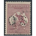 AUSTRALIA - 1924 2/- reddish maroon Kangaroo, 3rd watermark, perf. OS, used – ACSC # 38Cba