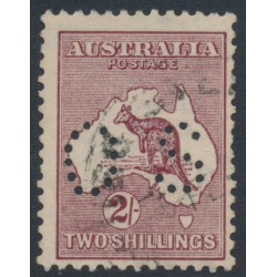 AUSTRALIA - 1924 2/- reddish maroon Kangaroo, 3rd watermark, perf. OS, used – ACSC # 38Cba