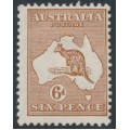 AUSTRALIA - 1929 6d chestnut Kangaroo, SM watermark, MH – ACSC # 22A