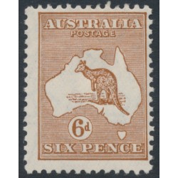 AUSTRALIA - 1929 6d chestnut Kangaroo, SM watermark, MH – ACSC # 22A