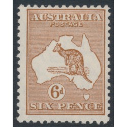 AUSTRALIA - 1929 6d chestnut Kangaroo, SM watermark, MH – ACSC # 22A
