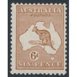 AUSTRALIA - 1929 6d chestnut Kangaroo, SM watermark, MH – ACSC # 22A