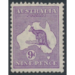 AUSTRALIA - 1932 9d violet Kangaroo, CofA watermark, MH – ACSC # 29A