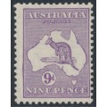 AUSTRALIA - 1929 9d violet Kangaroo, SM watermark, 'die II sub. cliché' [4R7], MH – ACSC # 28A(4)na